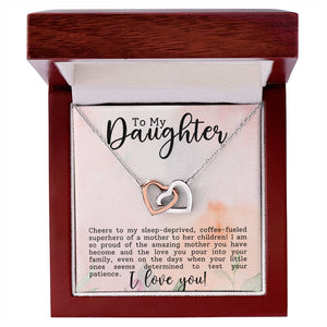 Daughter Superhero Interlocking Hearts Necklace