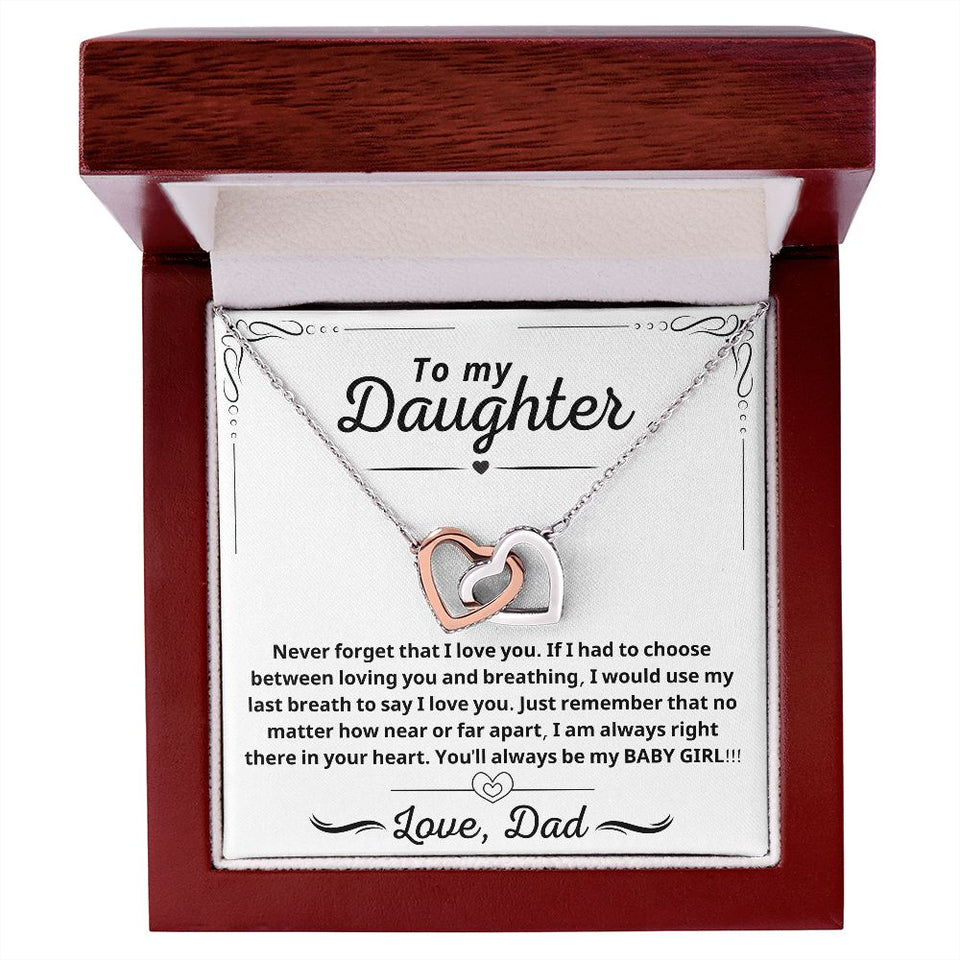 My Baby Girl - Interlocking Heart Necklace Gift To Daughter From Dad, Interlocking Hearts Necklace