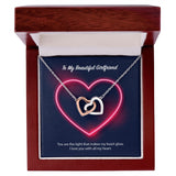 To My Beautiful Girlfriend Interlocking Hearts Necklace
