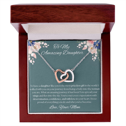 To My Amazing Daughter - From Mom - Interlocking Hearts Necklace Gift For Mom, necklace For Wife, Gift For Mother's Day