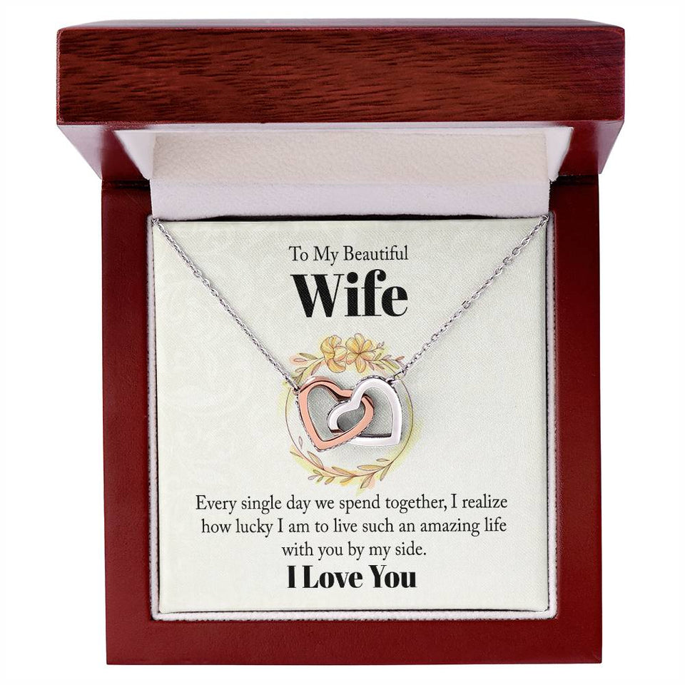 Beautiful Wife Interlocking Hearts Necklace