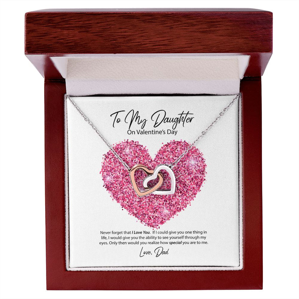 To My Daughter from Dad Valentine's Day Interlocking Hearts Necklace