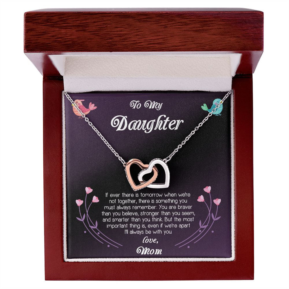 To My Daughter Love Mom Interlocking Hearts Necklace