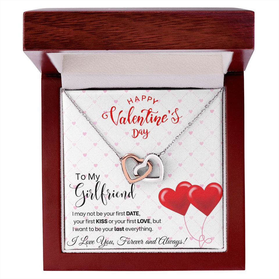 To My Girlfriend - Interlocking Hearts Necklace - Red Balloons Gift For Mom, necklace For Wife, Gift For Mother's Day