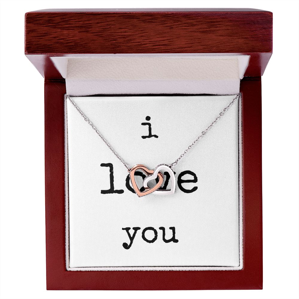 i love you - Interlocking Hearts Necklace - White Gift For Mom, necklace For Wife, Gift For Mother's Day