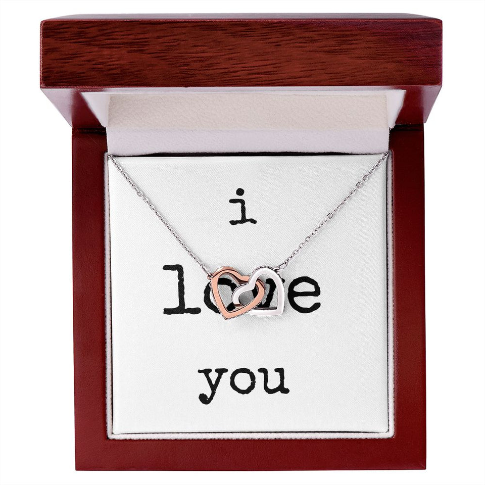 i love you - Interlocking Hearts Necklace - White Gift For Mom, necklace For Wife, Gift For Mother's Day
