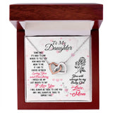 To Daughter Loving and Breathing Interlocking Hearts Necklace