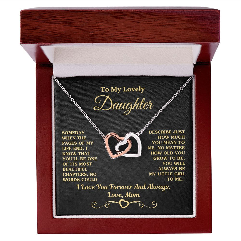 Gift For Daughter Necklace From Mom -  My Little Girl To Me Love, Mom Necklace, Interlocking Hearts Necklace