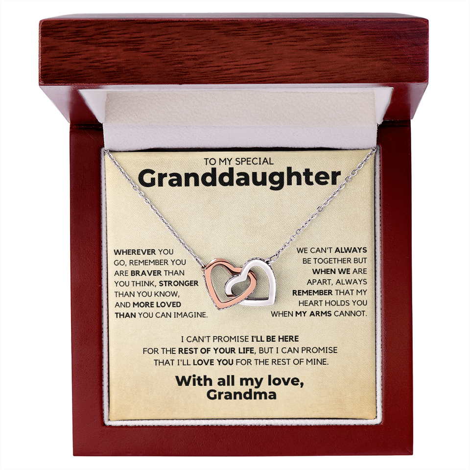Necklace for Granddaughter - Heart Holds You, With all my love, Grandma - Gift for Granddaughter, Interlocking Hearts Necklace