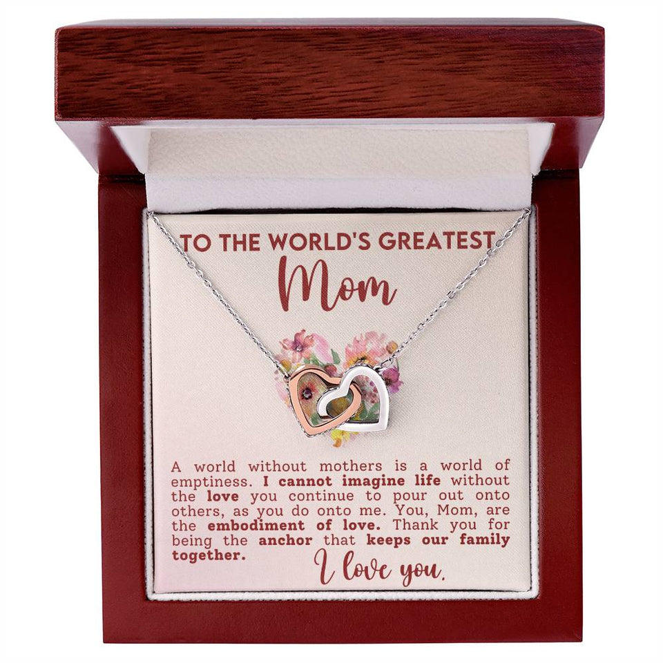 World's Greatest Mom Interlocking Hearts Necklace