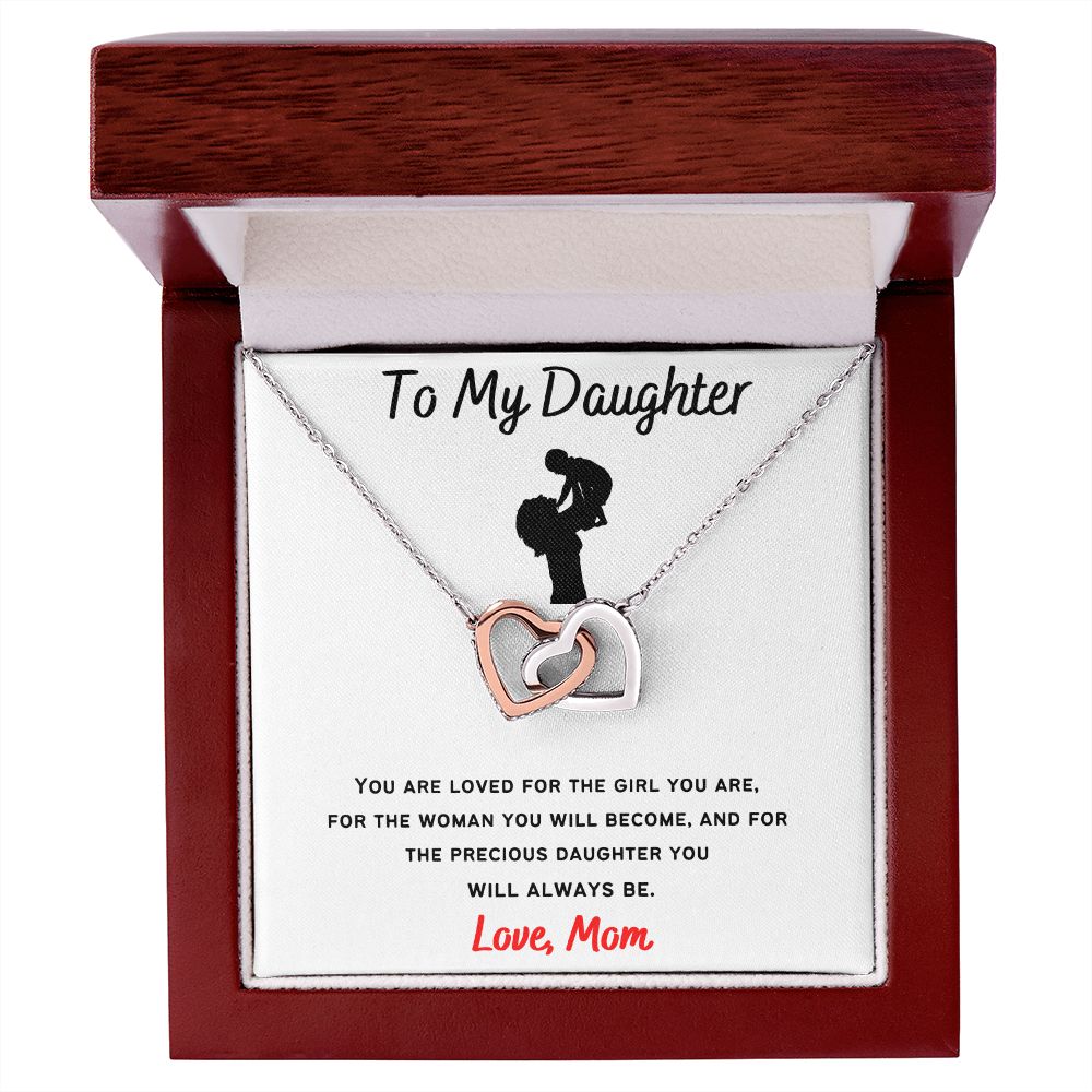 To My Daughter - Interlocking Hearts Necklace Mother & Daughter Cutout