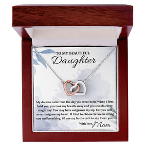 You'll Never Outgrow My Heart - Interlocking Hearts Necklace For Daughter