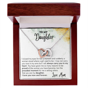 Now and Forever - Interlocking Hearts Necklace For Daughter