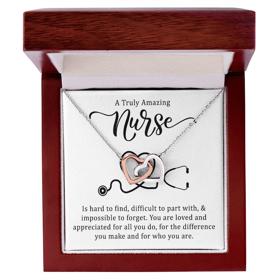Truly Amazing Nurse Interlocking Hearts Necklace