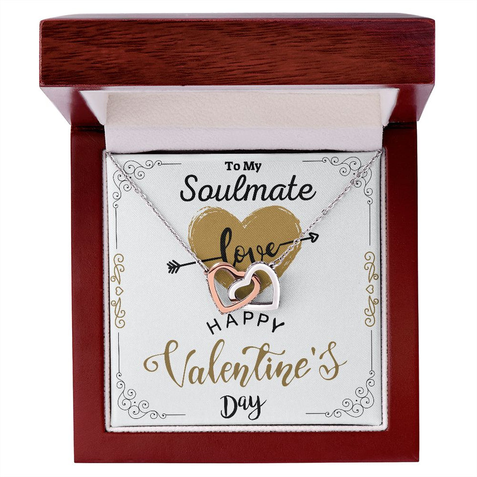 To Your Soulmate Interlocking Hearts Necklace Gift For Happy Valentine's Day