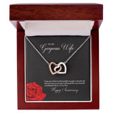 To My Gorgeous Wife Happy Anniversary Interlocking Hearts Necklace
