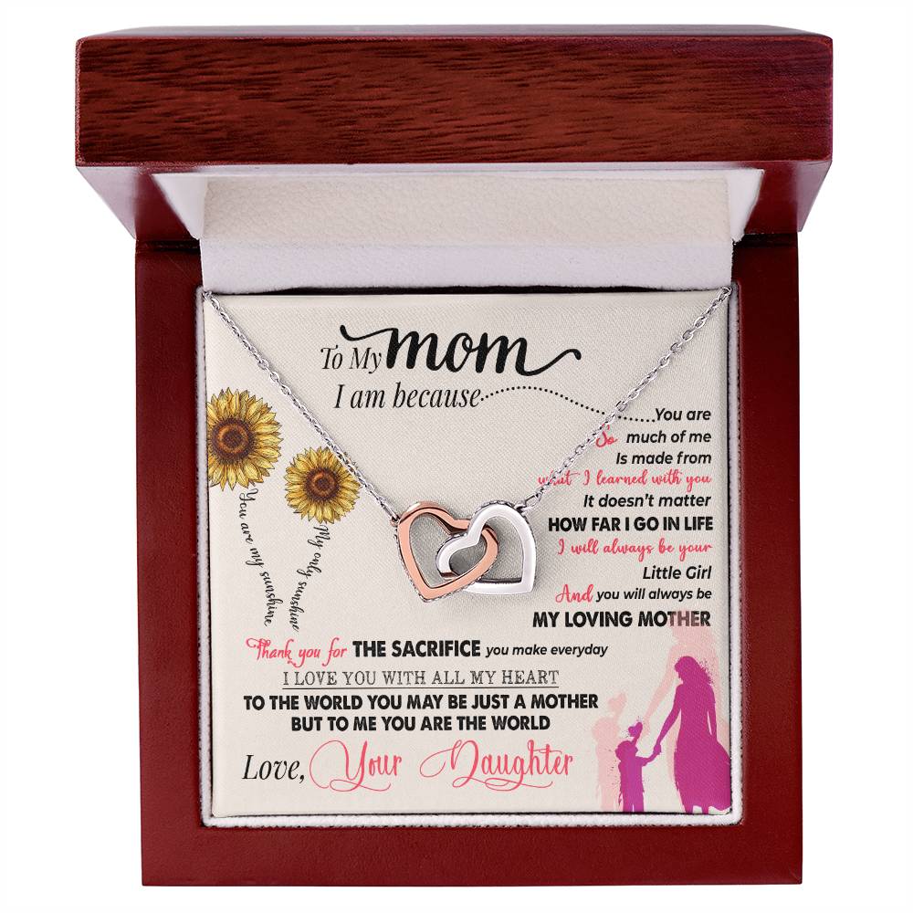 Mom You Are My Sunshine Interlocking Hearts Necklace