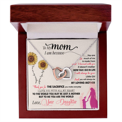 Mom You Are My Sunshine Interlocking Hearts Necklace