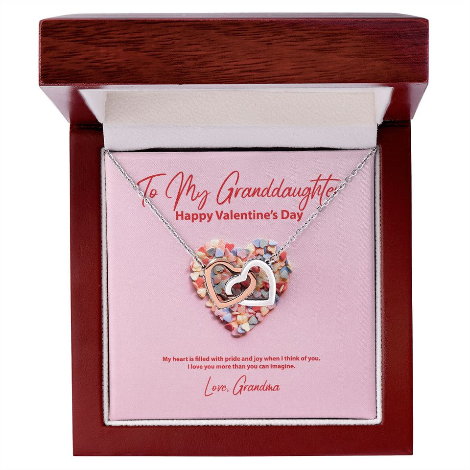 To My Granddaughter from Grandma Valentine's Day Interlocking Hearts Necklace