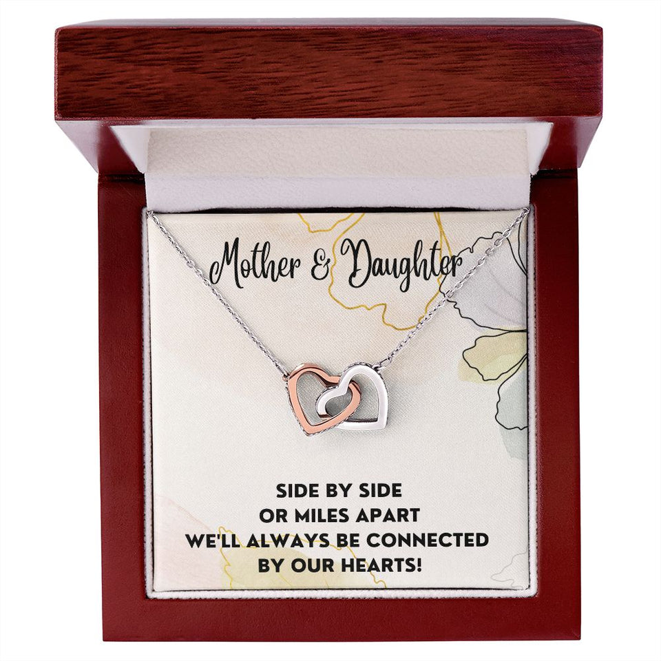 Connected By Our Hearts - Interlocking Hearts Necklace For Daughter