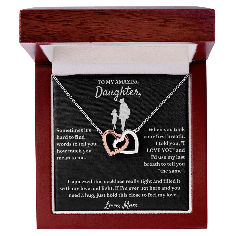 Hard To Find Words - Interlocking Hearts Necklace For Daughter