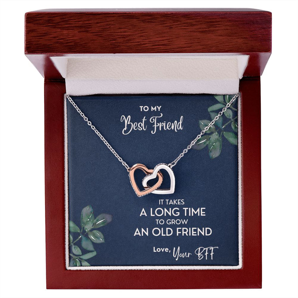 It Takes A Long Time To Grow An Old Friend - Interlocking Hearts Necklace