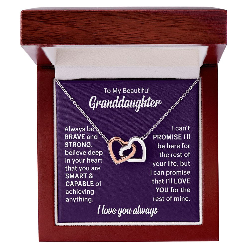 To My Beautiflul Granddaughter Necklace - I Love You Always, Interlocking Hearts Necklace