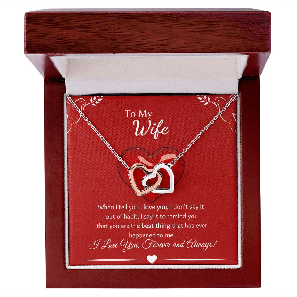 To My Wife - Interlocking Hearts Necklace - Two Doves Gift For Mom, necklace For Wife, Gift For Mother's Day