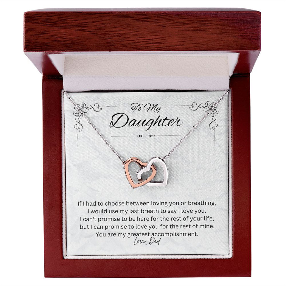 To My Daughter Love Dad Interlocking Hearts Necklace Gift For Mom, necklace For Wife, Gift For Mother's Day