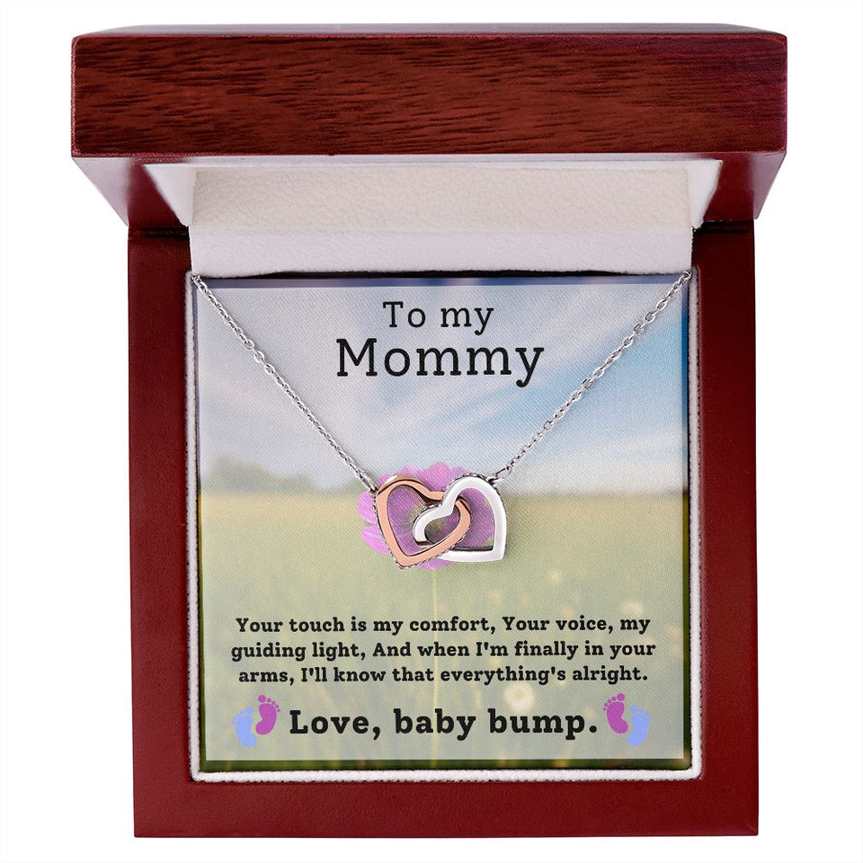 To My Mommy - Your Touch Is My Comfort Interlocking Hearts Necklace