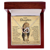 To My Daughter Necklace from Dad - Never forget that I love You, Lion Necklace, Interlocking Hearts Necklace