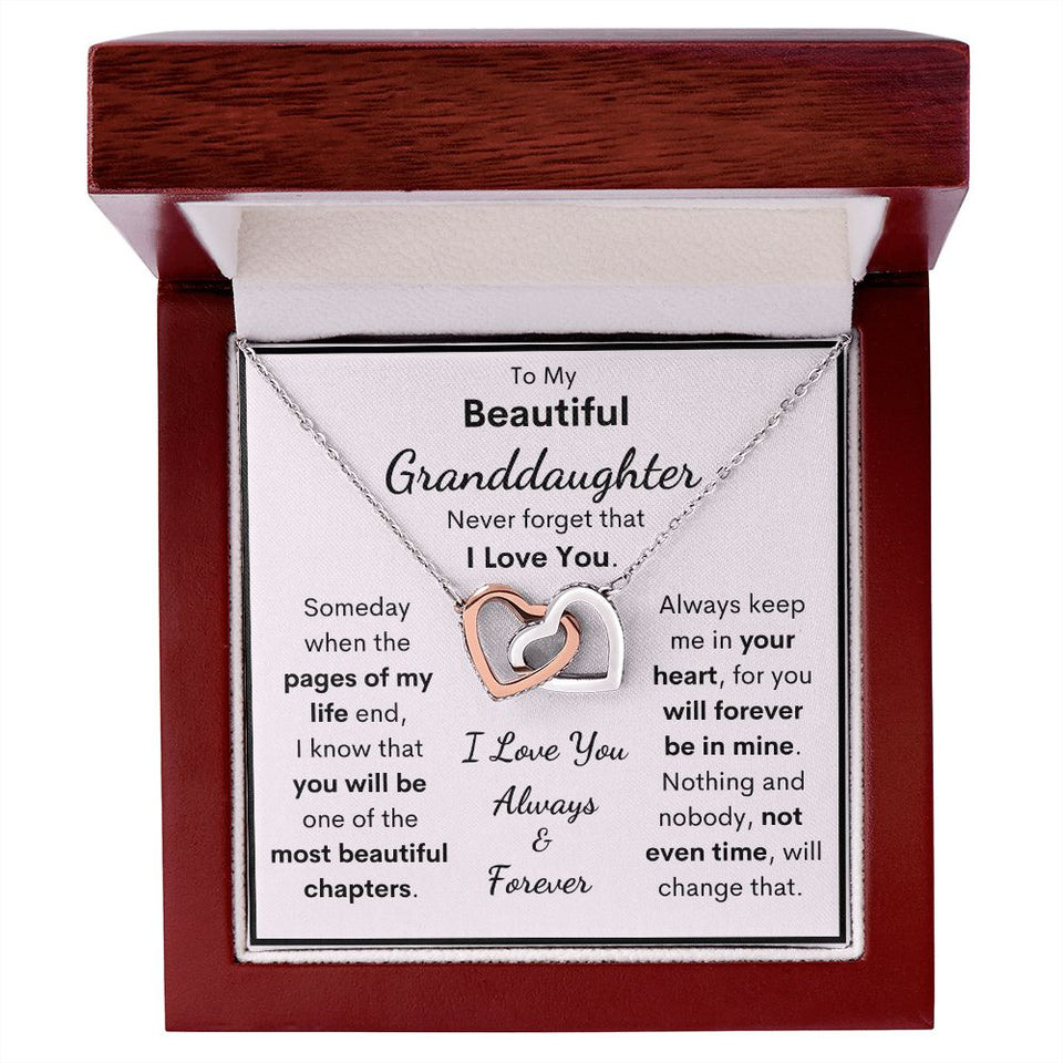 To My Beautiful Granddaughter Necklace, Someday When The Pages Of My Life End, Interlocking Hearts Necklace, Necklace for Granddaughter