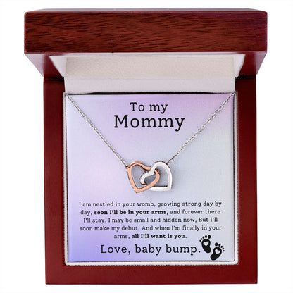To My Mommy - Soon I'll Be In Your Arms Interlocking Hearts Necklace