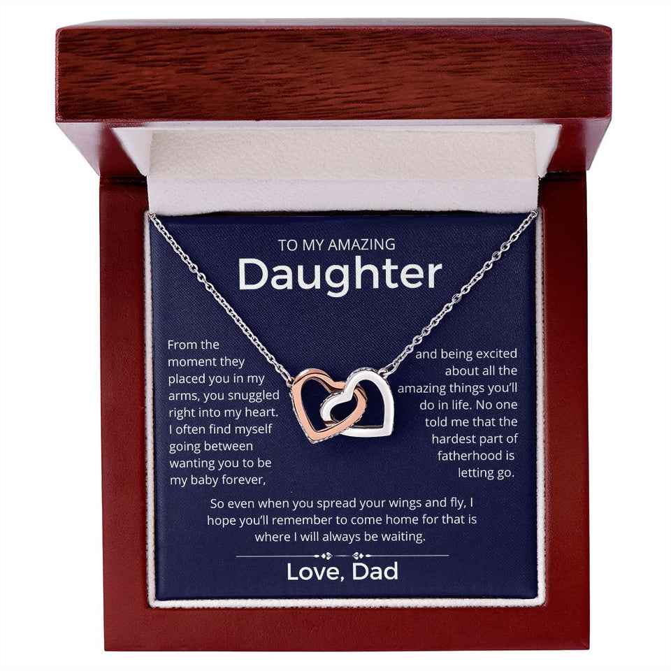 I Will Always Be Waiting - Interlocking Hearts Necklace For Daughter