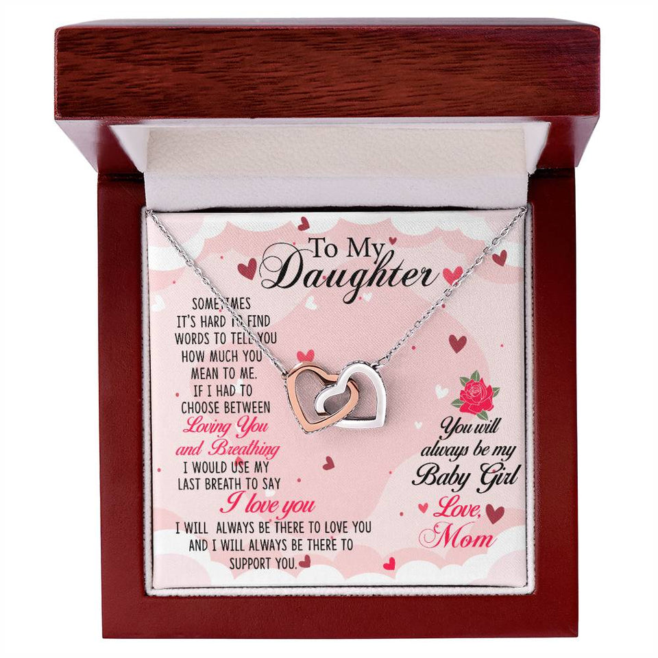 Daughter Always My Baby Girl Interlocking Hearts Necklace