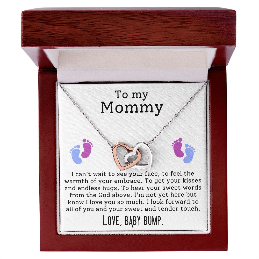 To My Mommy - I Can't Wait To See Your Face Interlocking Hearts Necklace - Perfect Gift for Expecting Mom