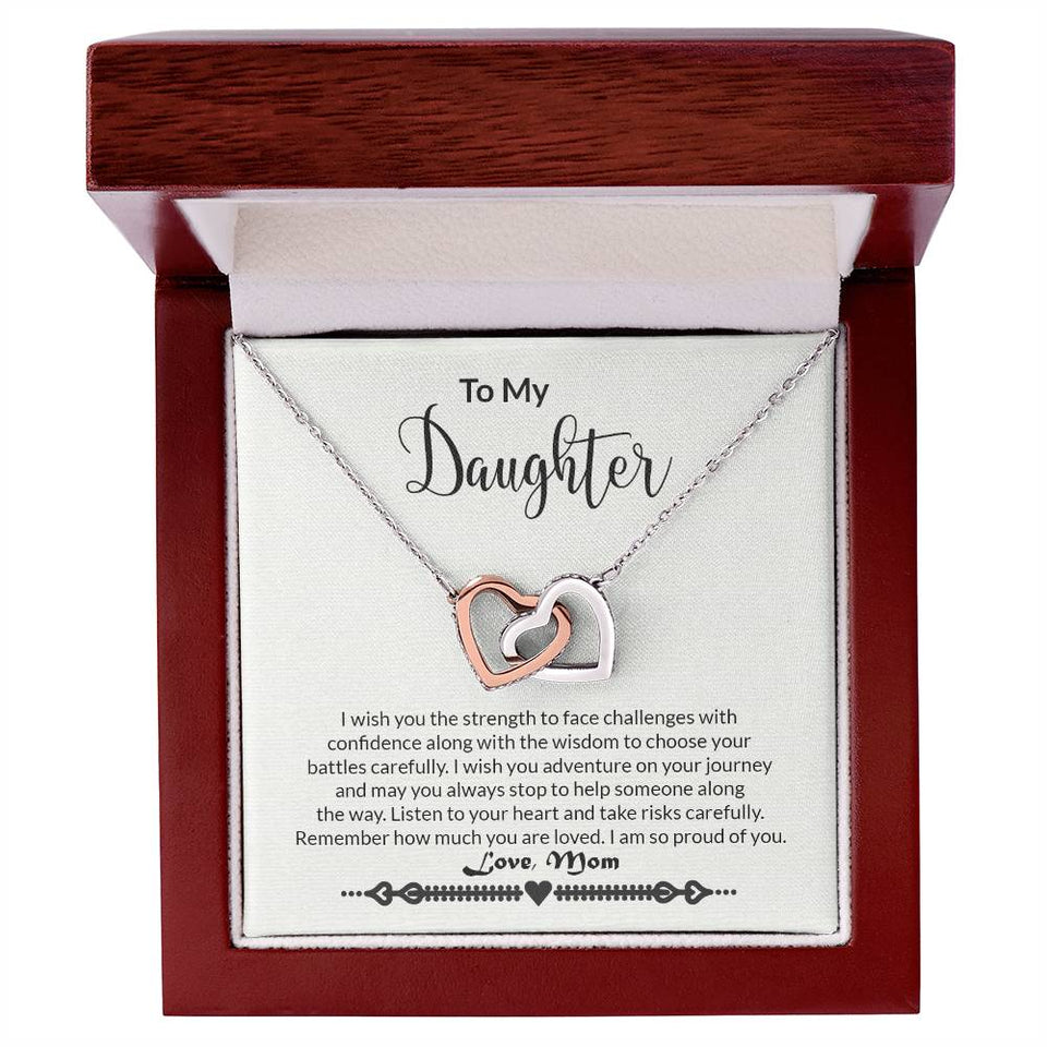 Daughter Strength Interlocking Hearts Necklace
