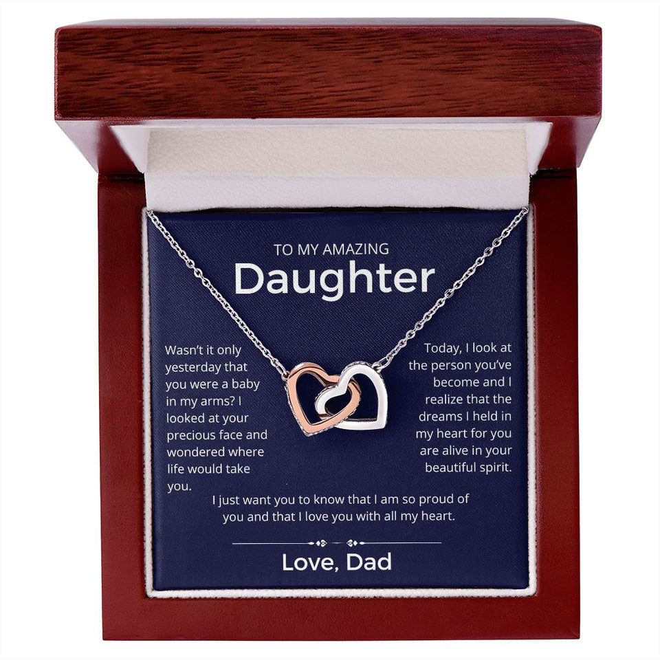 So Proud Of You - Interlocking Hearts Necklace For Daughter