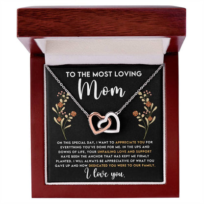 Mom Dedication Interlocking Hearts Necklace