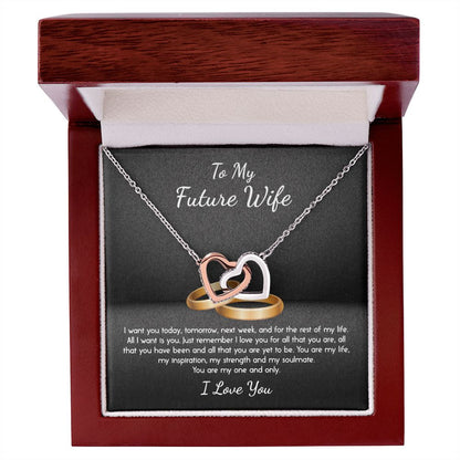 To My Future Wife My One and Only Interlocking Hearts Necklace
