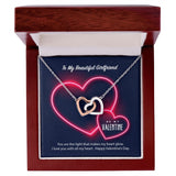 To My Girlfriend Be My Valentine Interlocking Hearts Necklace