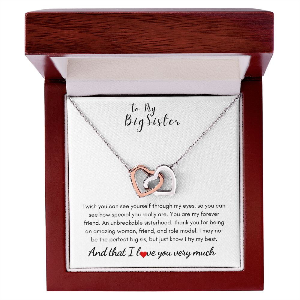 To My Big Sister - Interlocking Hearts Necklace - Unbreakable Gift For Mom, necklace For Wife, Gift For Mother's Day