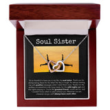 Soul Sister - Interlocking Hearts  Necklace - Black Card/Cartwheel Gift For Mom, necklace For Wife, Gift For Mother's Day