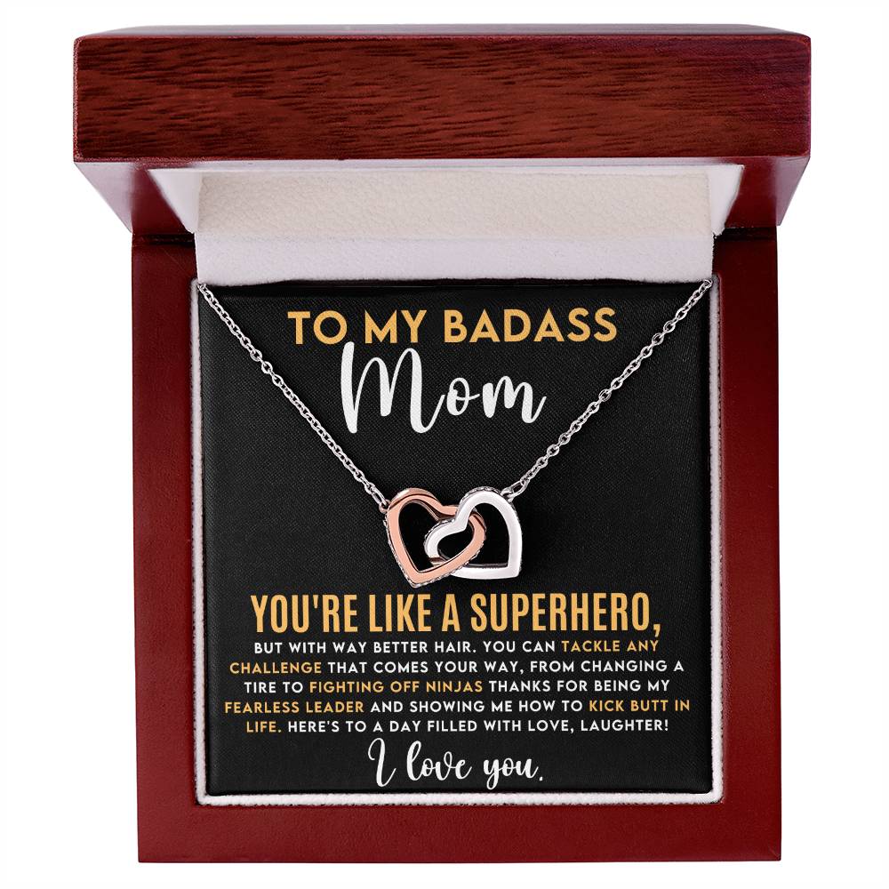 Badass Mom Interlocking Hearts Necklace