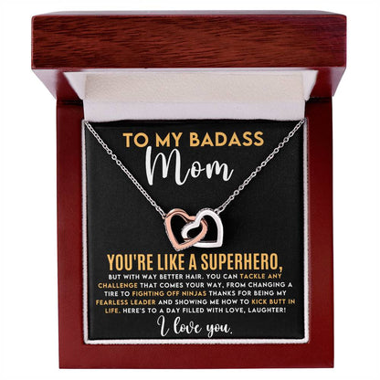 Badass Mom Interlocking Hearts Necklace