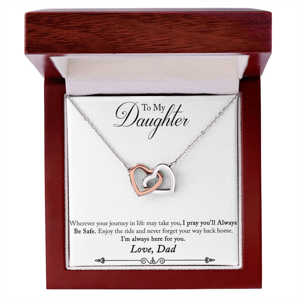 Daughter Never Forget Your Way Back Home Interlocking Hearts Necklace