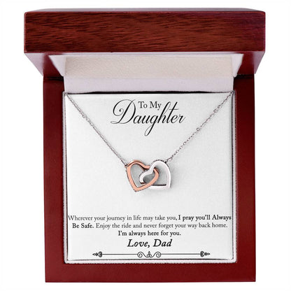 Daughter Never Forget Your Way Back Home Interlocking Hearts Necklace