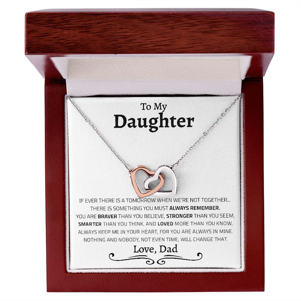 To My Daughter | I Will Always Keep You In My Heart | Interlocking Hearts Necklace