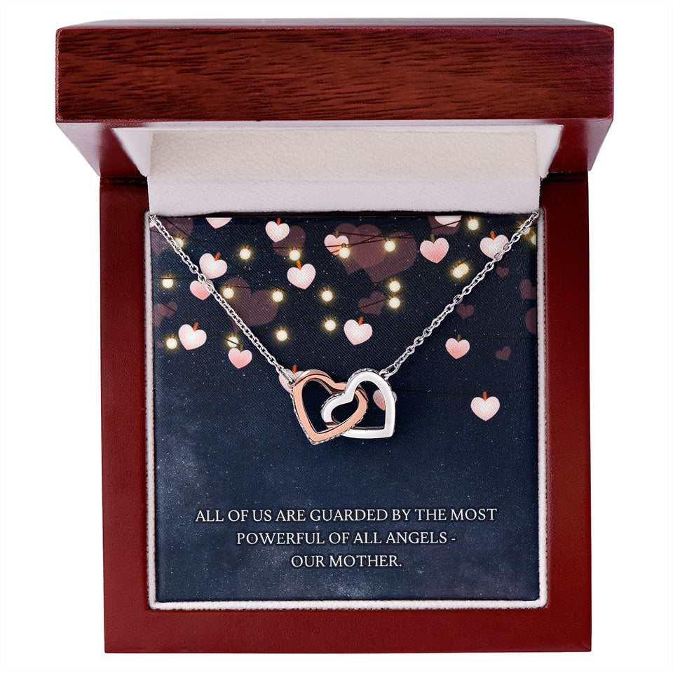 Guarded by our Mother Interlocking Hearts Necklace