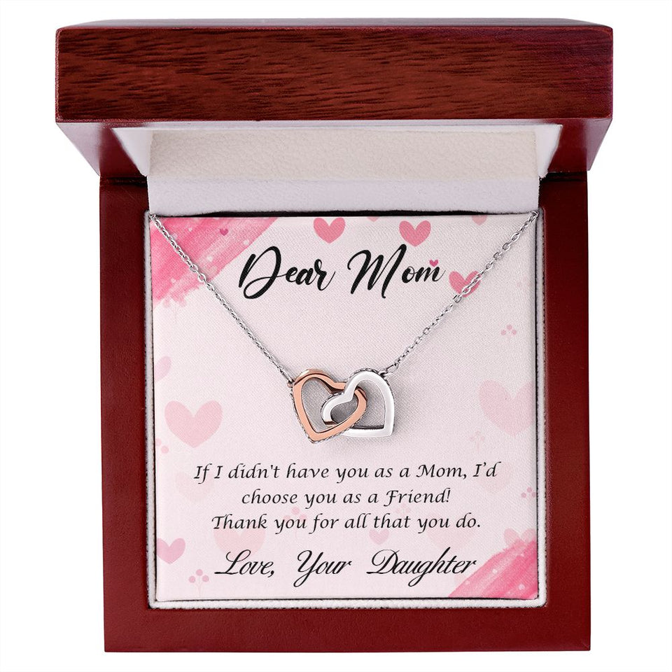 Dear Mom, Thank You Mom necklace, Interlocking Hearts Necklace